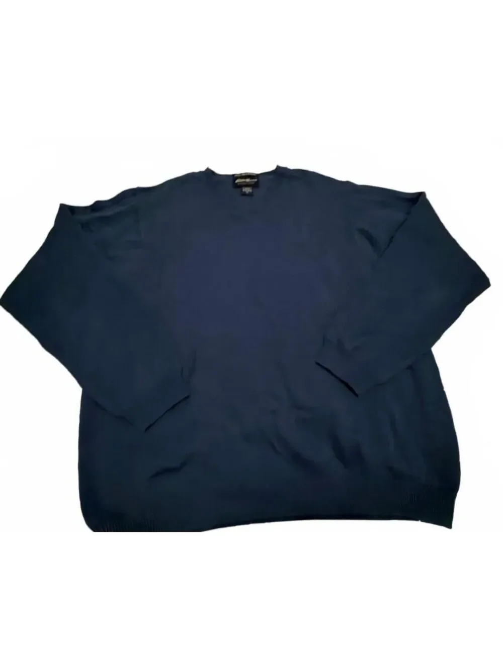 Vintage Eddie Bauer Sweater Men Extra Large Blue supima cotton V Neck Pullover
